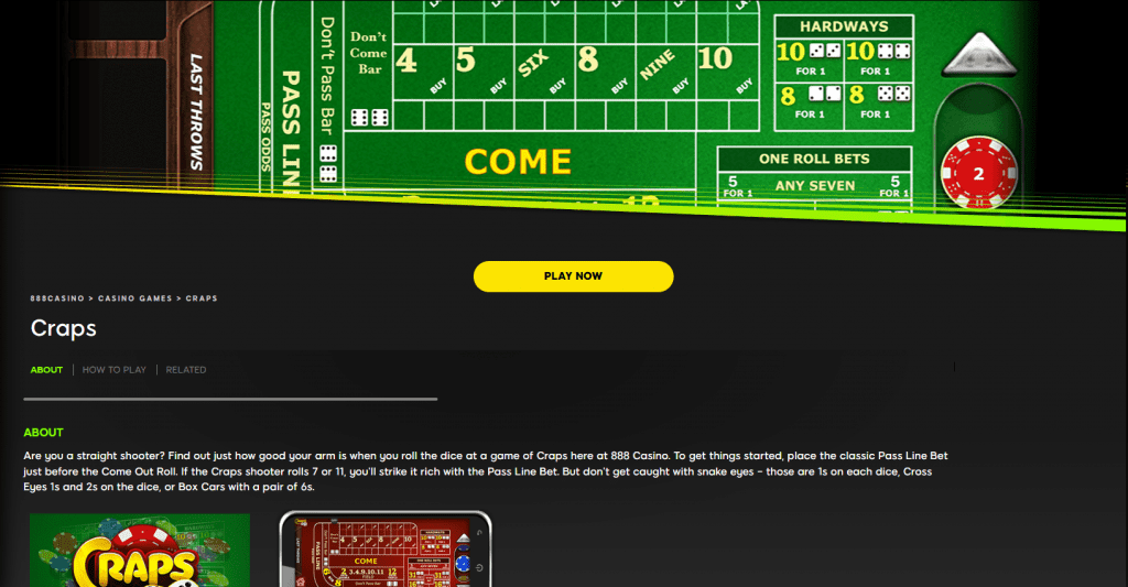 888 Casino Craps