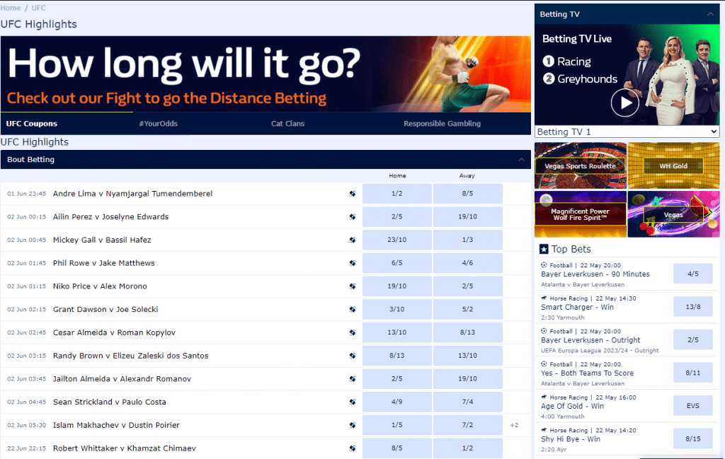 William Hill bet on UFC