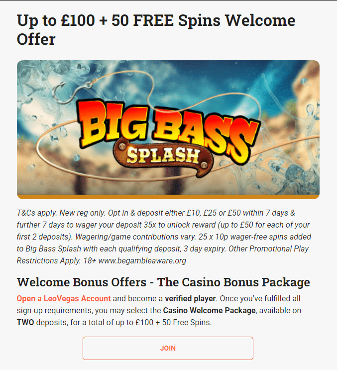 LeoVegas casino bonus