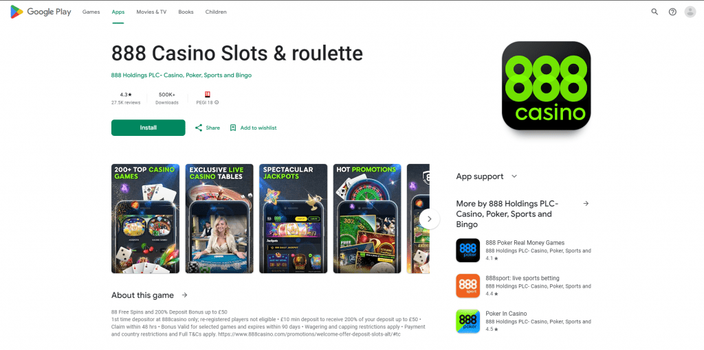 888 Casino Apps bet