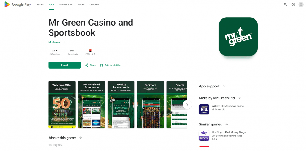 Mr Green Apps bet