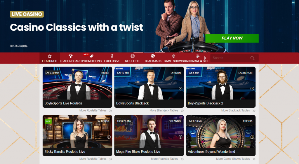 boyle casino live games