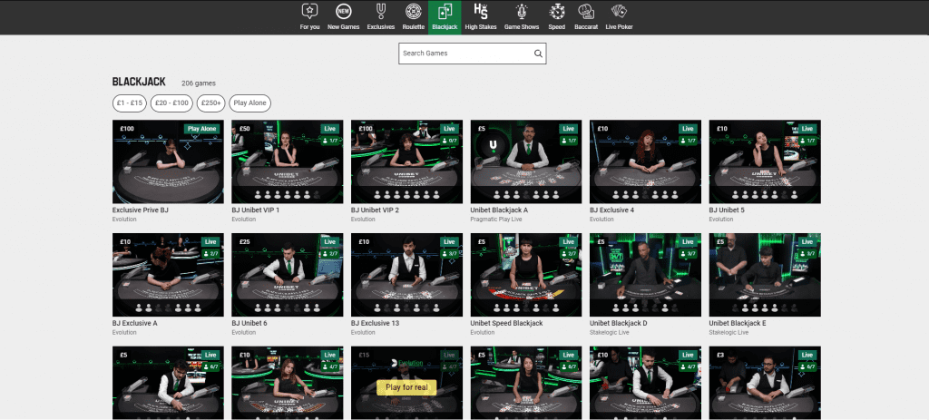 Unibet Blackjack